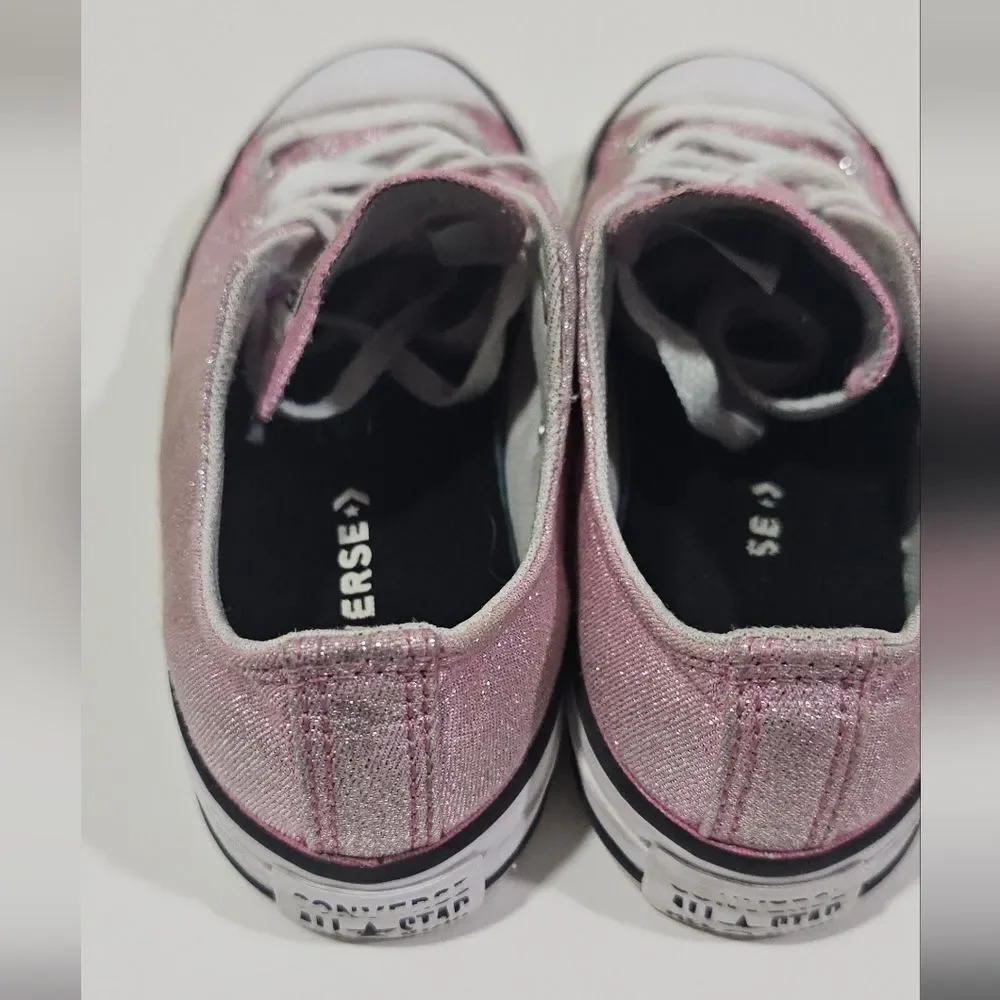 Converse Pink Glitter Girl Size 2.5 Low All Star Sneakers